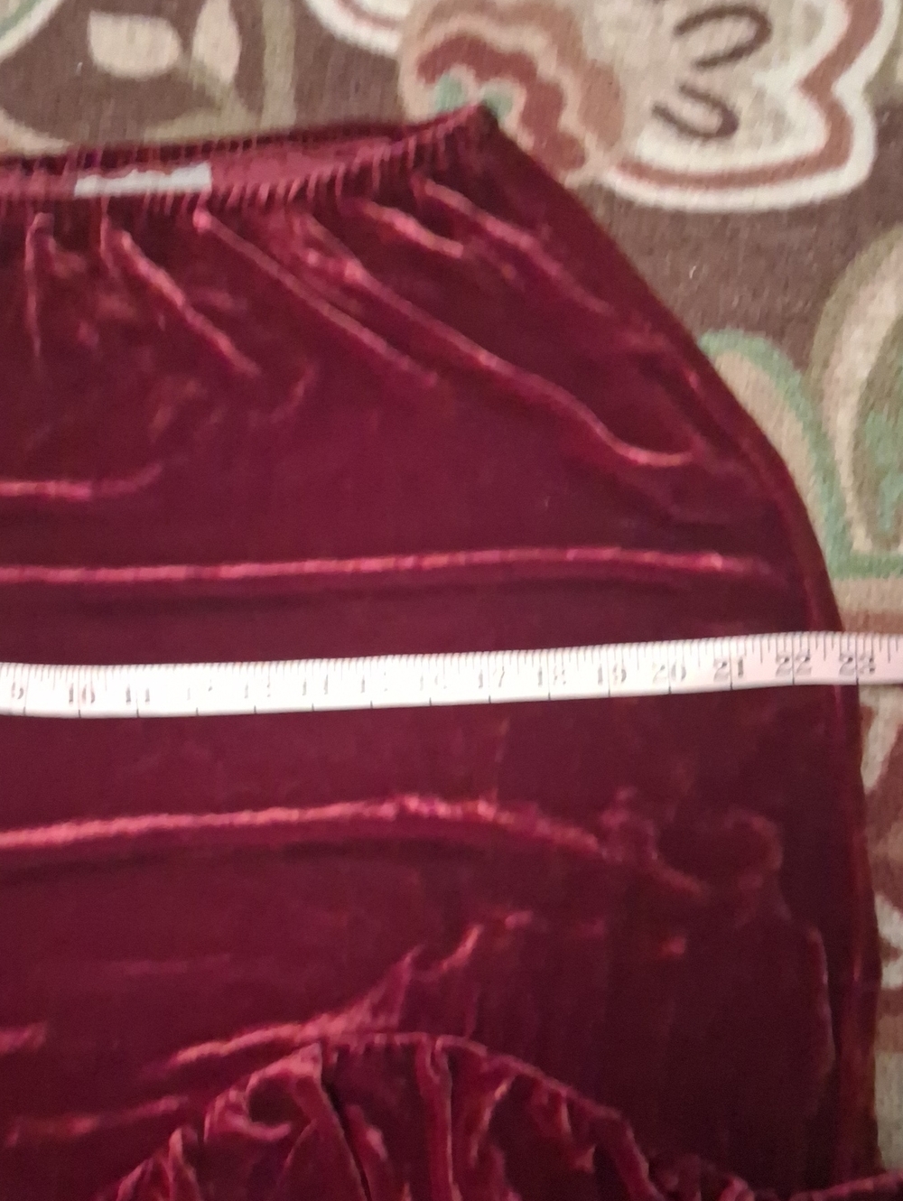 Double D Ranch Wine Red Velvet Asymmetrical Ruffle Skirt - Picture 8 of 10